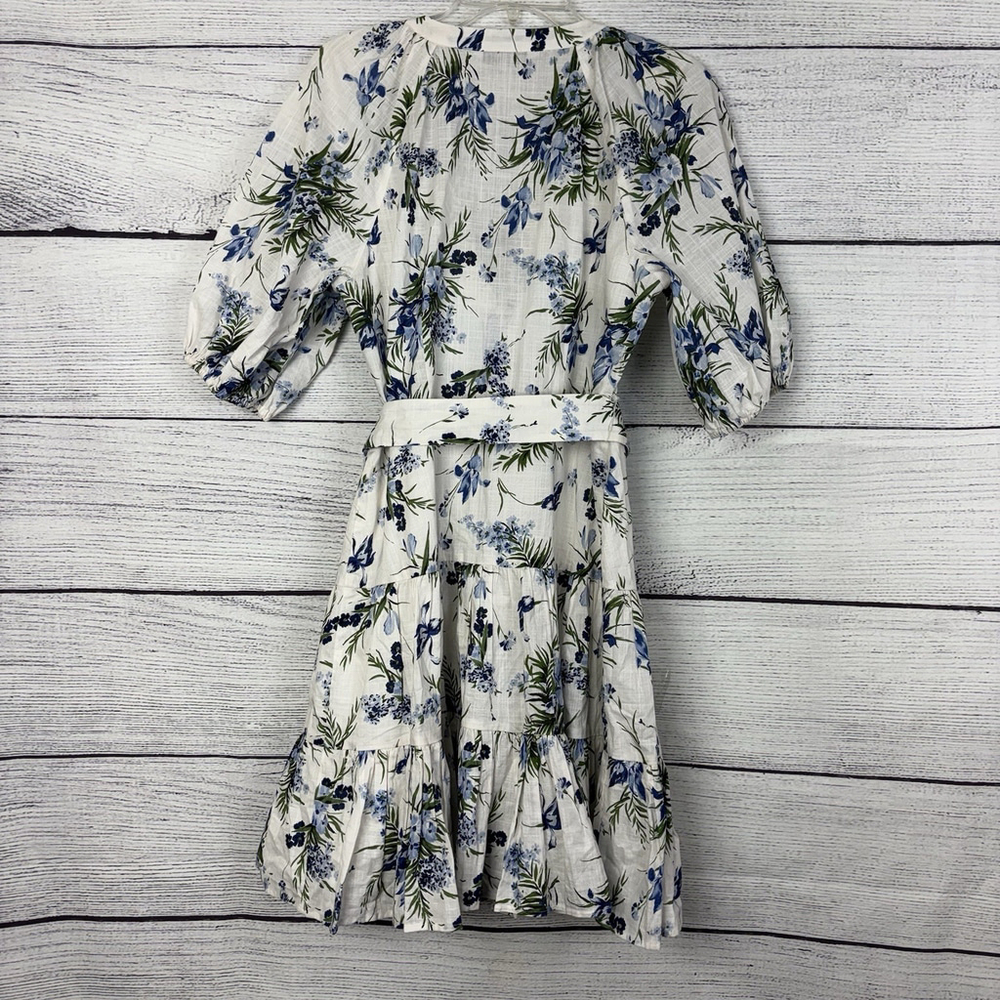Veronica Beard Dewey Floral Cotton Gauze Dress v-Neck Belted tiered Mini Size 8 - Picture 3 of 8